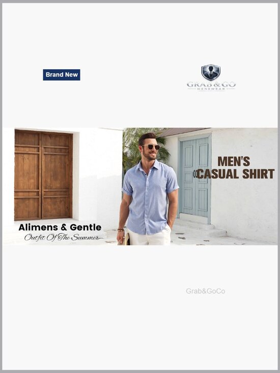 Men's Linen Blend Short Sleeve Button Down Shirt Relaxed Fit Summer Casual - Picture 7 of 7